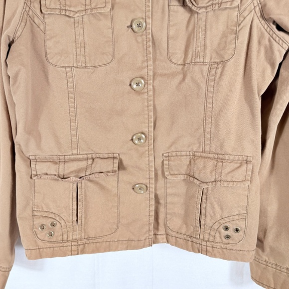 AEROPOSTALE COTTON UTILITY FIELD CARGO JACKET WOMENS SIZE L BROWN BUTTON CLOSURE - Picture 3 of 11